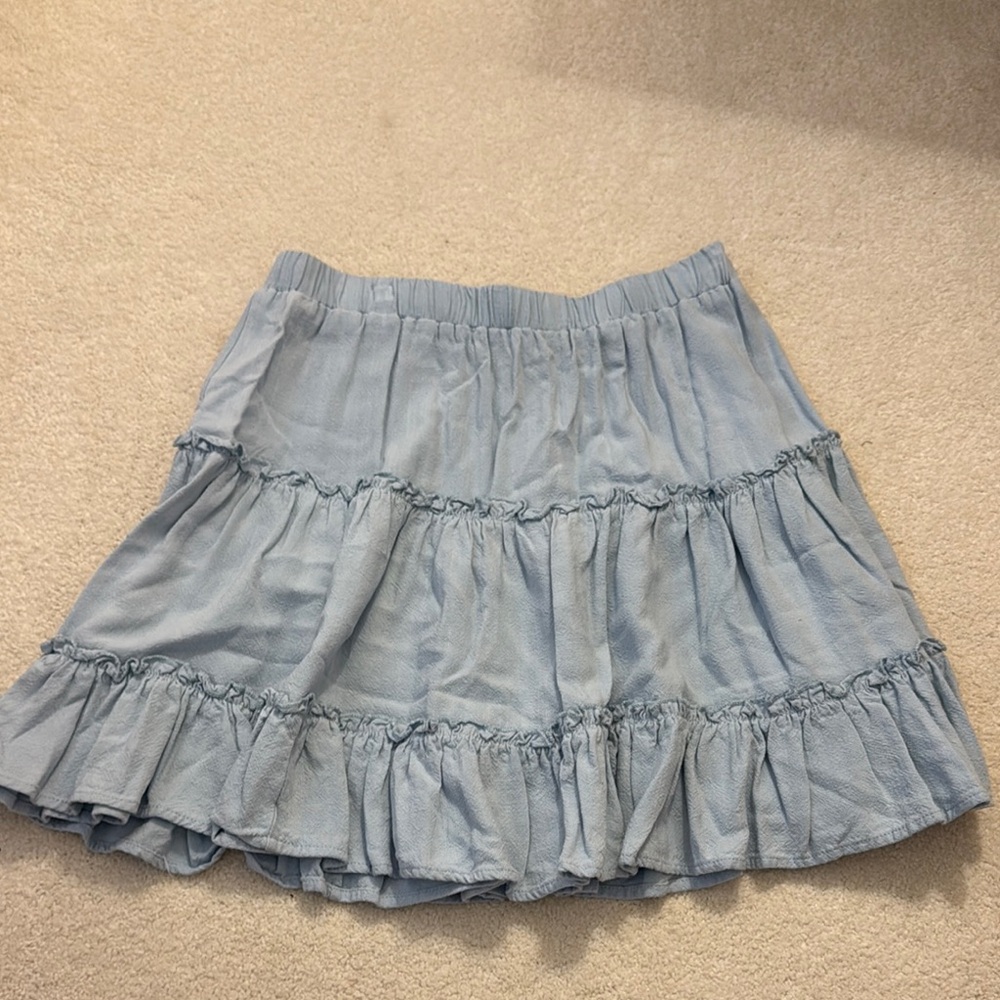 Princess Polly Blue Bubble Mini Skirt with Ruffled Tiers